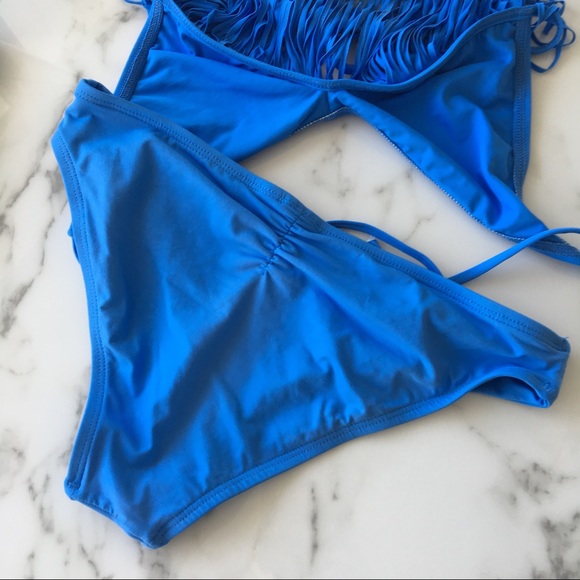 L*Space Audrey Monique Fringe Bikini Blue Small - Picture 3 of 7